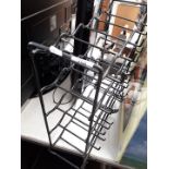 A metal wine rack