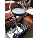A steel framed bar stool