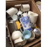 Box of pottery and stainless steel