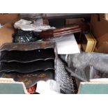 A box of miscellaneous including books and letter rack