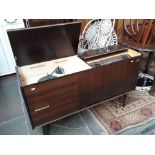 A vintage Grundig radiogram in cabinet with turntable