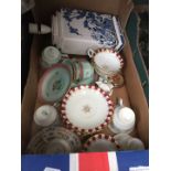 A box of antique pottery