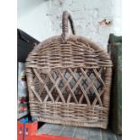 A wicker log basket