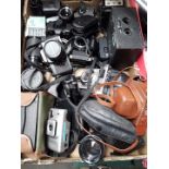 A box of cameras etc