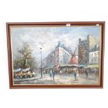 A continental street scene oil on canvas signed Burnett