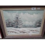 A signed oil on canvas winter scene