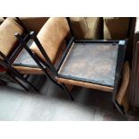 A set of 4 brown rexene and metal framed chairs