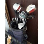 A set of Seal golf clubs with bag