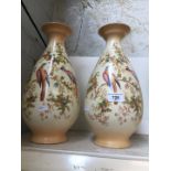 Pair of Crown Ducal vases -one cracked