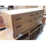 A Danish teak chest of four low drawers, length 108cm.