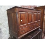 An 18th century Lancashire oak mule chest, length 144cm.