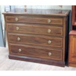 A late Victorian/Edwardian mahogany chest of drawers circa 1900, the top, sides and drawer fronts