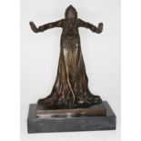 After Chiparus, Egyptian dancer bronze, bearing signature, on black marble base, height 26cn.