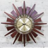 A retro Anstey & Wilson sunburst clock, diam. 54cm.