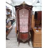 A French gilt metal mounted display cabinet, width 75cm, depth 37cm & height 174cm.