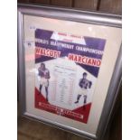 A repro framed poster of Walcott vs Marciano - 1952