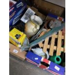 2 boxes of misc assorted items to include table lamps, watering can, etc.