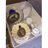 Box of pottery and some glass