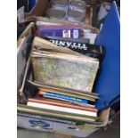 A box of railway memorabilia to include maps, tickets, photos, folders, books, etc.