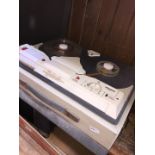 A vintage Robuk reel to reel tape recorder in original case.