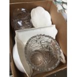 Box of glass and pottery