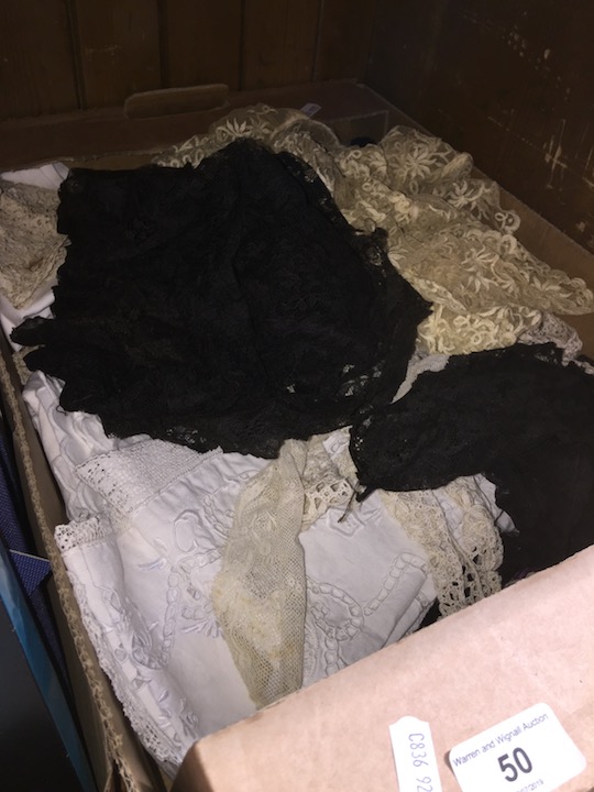 A box of lace, etc.