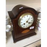 Inlaid Edwardian mahogany mantel clock