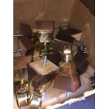 A box of wood and brass castors.