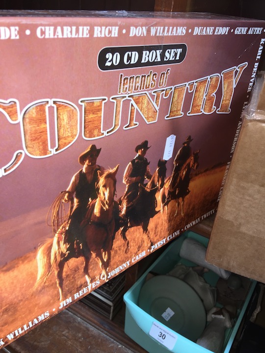 A box of country CDs
