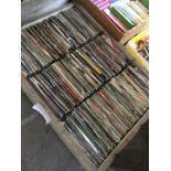 Large wooden box of single 45 records - estimated 300-400, mainly 70s and 80s.