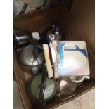 A box of teapots etc