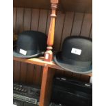 A vintage Moss Bros classic felt men's top hat and a vintage Lock & Co Hatters black felt hunting