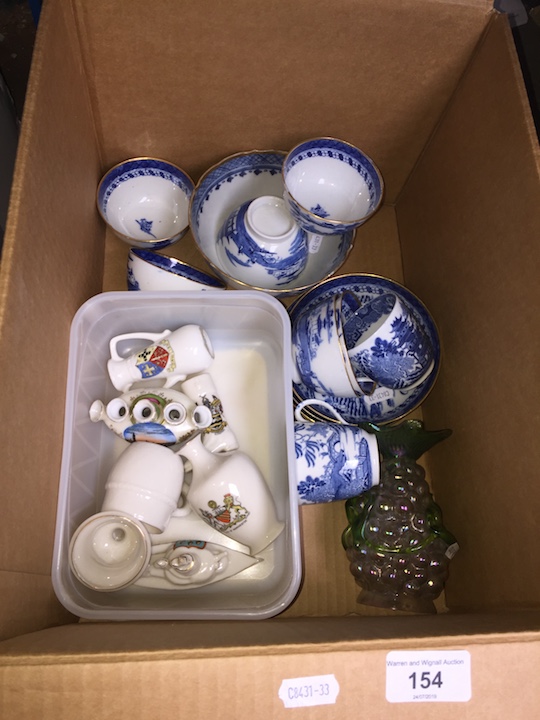 Blue and white Chinese plates, saucers, bowls etc