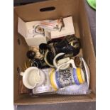 A box of pottery and porcelain, etc.