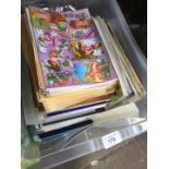 A box of craft items - card, decoupage etc