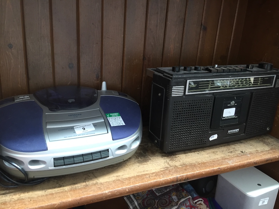 A Hitachi CX 150 CD / cassette player and a Superscope Marantz CRS-2024 stereo / cassette recorder /