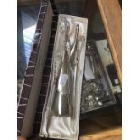 A boxed silver plated shoehorn and 3 Victorian silver handled items