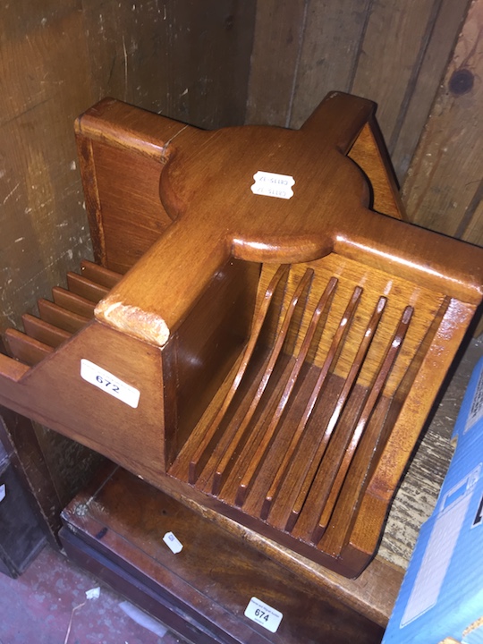 A wooden CD holder