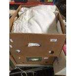 2 boxes of misc linen and crochet ware, etc.