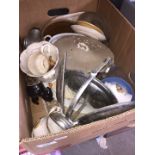 A box of misc crockery