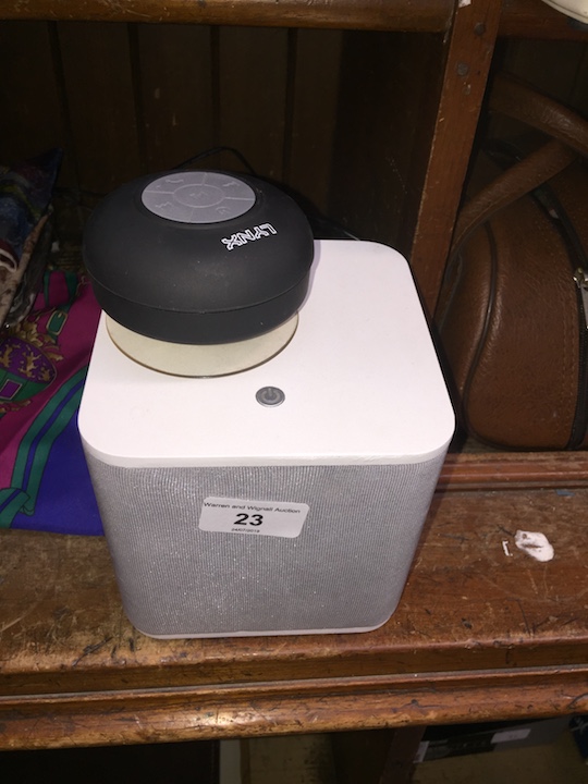 A SilverCrest bluetooth speaker cube, etc.