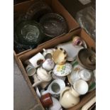 2 boxes of glass and pottery