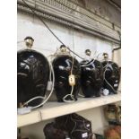 Four pottery lamps - need re-wiring