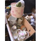 A box of mixed pottery etc.