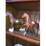 2 Beswick brown horses.