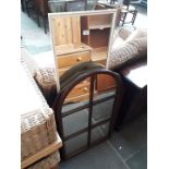 2 mahogany framed mirrors and a French style mirror