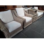 A rattan cane 7 piece conservatory suite