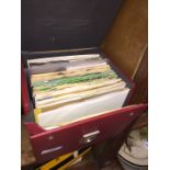 A box of 45s including 30 Beatles singles and various rock and pop.