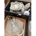 Drawer with glass and black tub of Indian Tree pottery