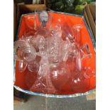 A box of 9 decanters